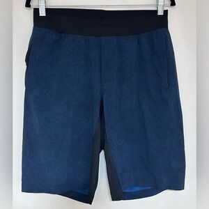 Men’s Lululemon 11” Blue and Black Drawstring Waist Athletic Shorts Size Medium